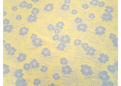 Tissu broché jaune à fleurs bleu