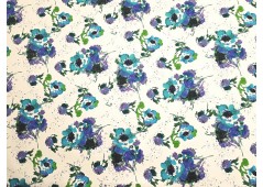 Satin de coton imprimé fleuri bleu