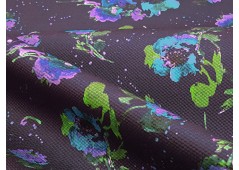 Tissu piqué de coton fleuri marine