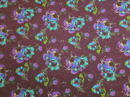 Tissu piqué de coton fleuri marine