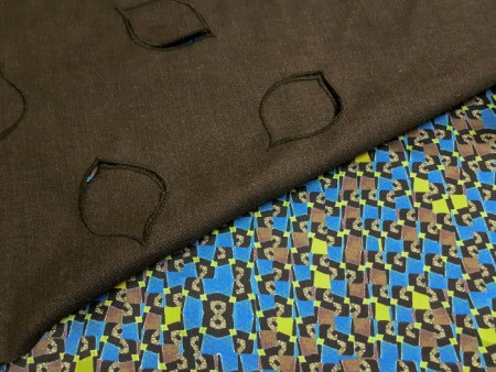 Tissu satin de soie imprimé Mecano
