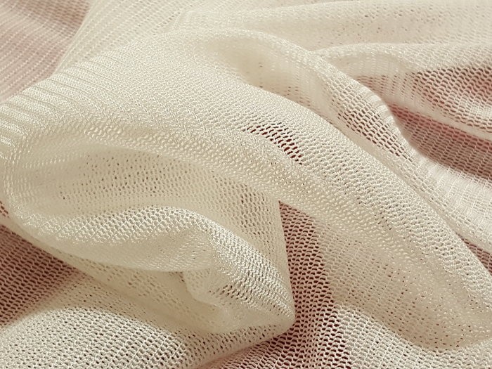 Tissu tulle de soie extensible blanc soie