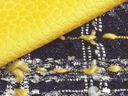 Tissu natté d'été bleu et jaune