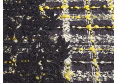 Tissu natté d'été bleu et jaune