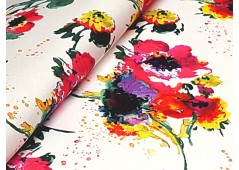 Satin de coton imprimé fleuri rouge