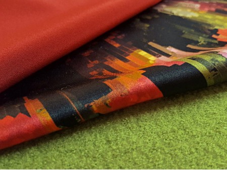 Tissu satin de soie imprimé mosaïque