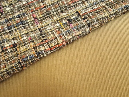 Tissu natté beige et gris coloré