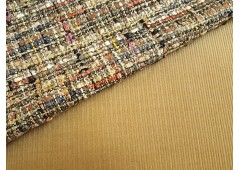 Tissu natté beige et gris coloré