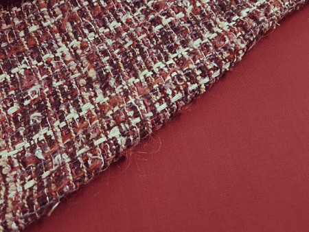 Tissu pure laine Haute-Couture rouge passe-velours