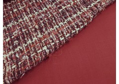 Tissu pure laine Haute-Couture rouge passe-velours