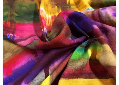 Crêpe imprimé coulures colorées