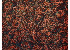 Coupon de tissu broché orange et vert