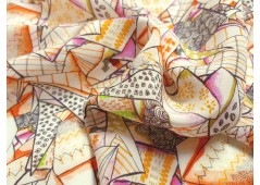 Tissu crêpe de soie imprimé mosaïque
