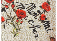 Tissu crêpe de soie imprimé dentelle et roses