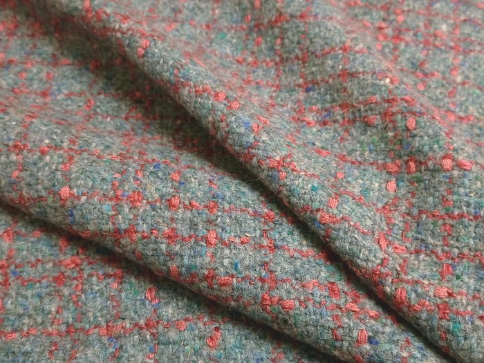 Tissu lainage à carreaux bleu Bondi