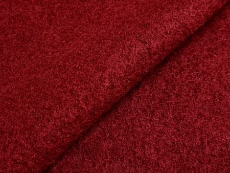 Tissu laine bouillie rouge grenat