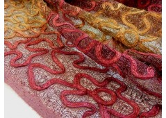 Tissu guipure souple rouge et jaune