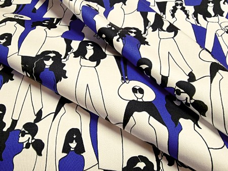 Tissu imprimé "Femmes en bleu"