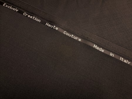Tissu pure laine Haute-Couture noir d'ébène