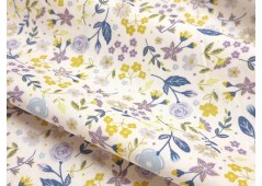 Popeline de coton fleurs lilas