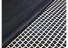 Satin de coton imprimé géométrique bleu navy