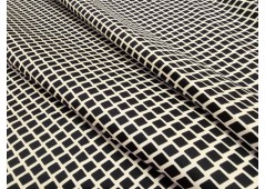 Satin de coton imprimé géométrique noir