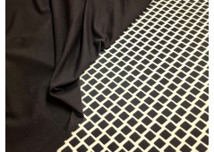 Satin de coton imprimé géométrique noir