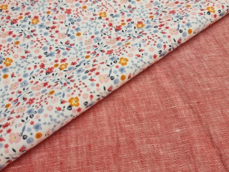 Tissu chambray de lin rouge