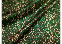 Tissu satin de soie imprimé animalier vert