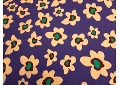 Tissu satin viscose imprimé bleu