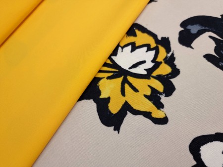 Jersey imprimé fleurs bicolores