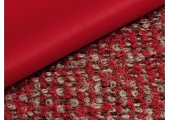 Tissu lainage bouclette rouge et gris