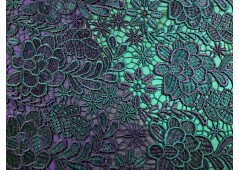 Tissu guipûre bicolore marine et émeraude