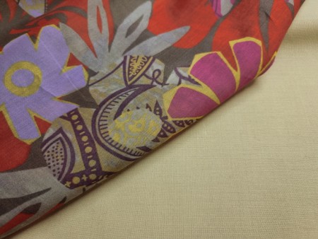 Tissu voile de coton imprimé jardin graphique