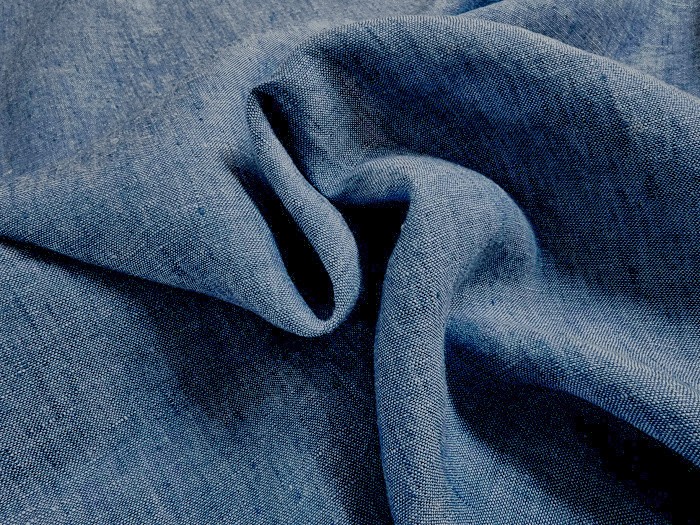Tissu chambray de lin bleu jean