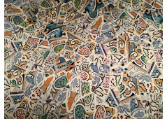 Tissu satin de soie mosaïque gris