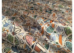 Tissu satin de soie mosaïque gris