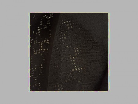Tissu drap de laine noir à bordure de dentelle feutrée