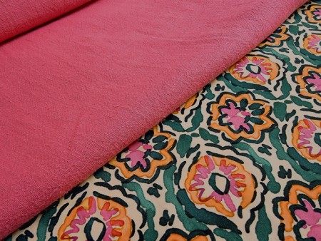 Tissu lin lavé fushia