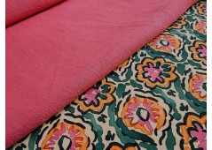 Tissu lin lavé fushia