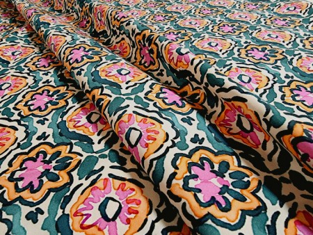 Tissu coton imprimé médaillons