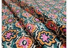 Tissu coton imprimé médaillons