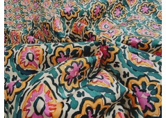 Tissu coton imprimé médaillons