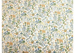 Tissu imprimé fleurs jaunes et bleues