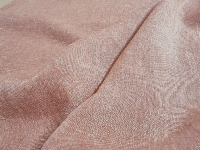 Tissu chambray de lin rose indien