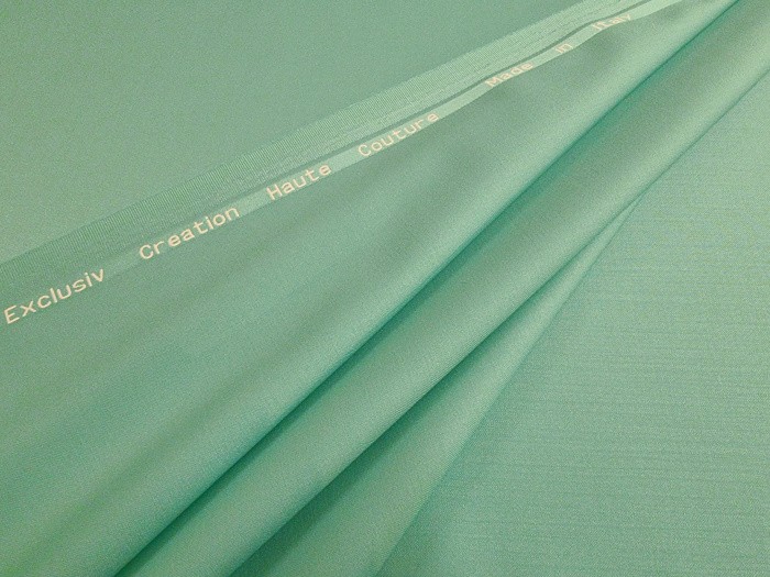 Tissu faille de laine Haute-Couture vert menthe à l'eau