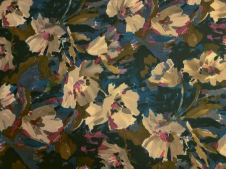 Tissu viscose imprimée fleurs beiges