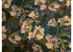 Tissu viscose imprimée fleurs beiges