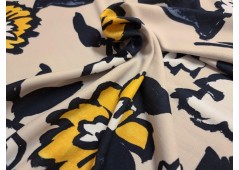 Tissu jersey imprimé fleurs bicolores