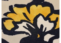 Tissu jersey imprimé fleurs bicolores